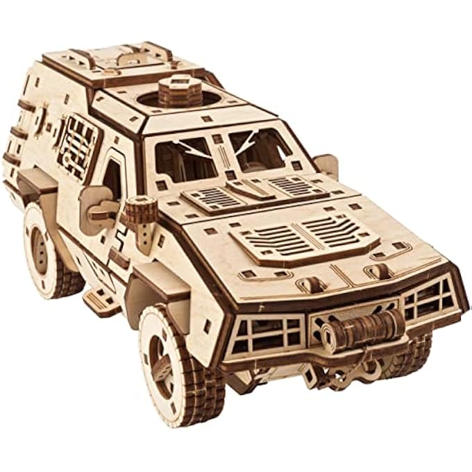 DOSOR-B COMBAT VEHICLE 3D WOODEN PUZZLE FOR ADULTS - 3D PUZZLE WOODEN CAR MODEL KIT ADULTS - MODEL BUILDING WOODEN COMBAT TRUCK CONSTRUCTION KIT - MAGIC WOOD WAGON MODELS FOR CREATIVE CRAFT FUN - Image 1
